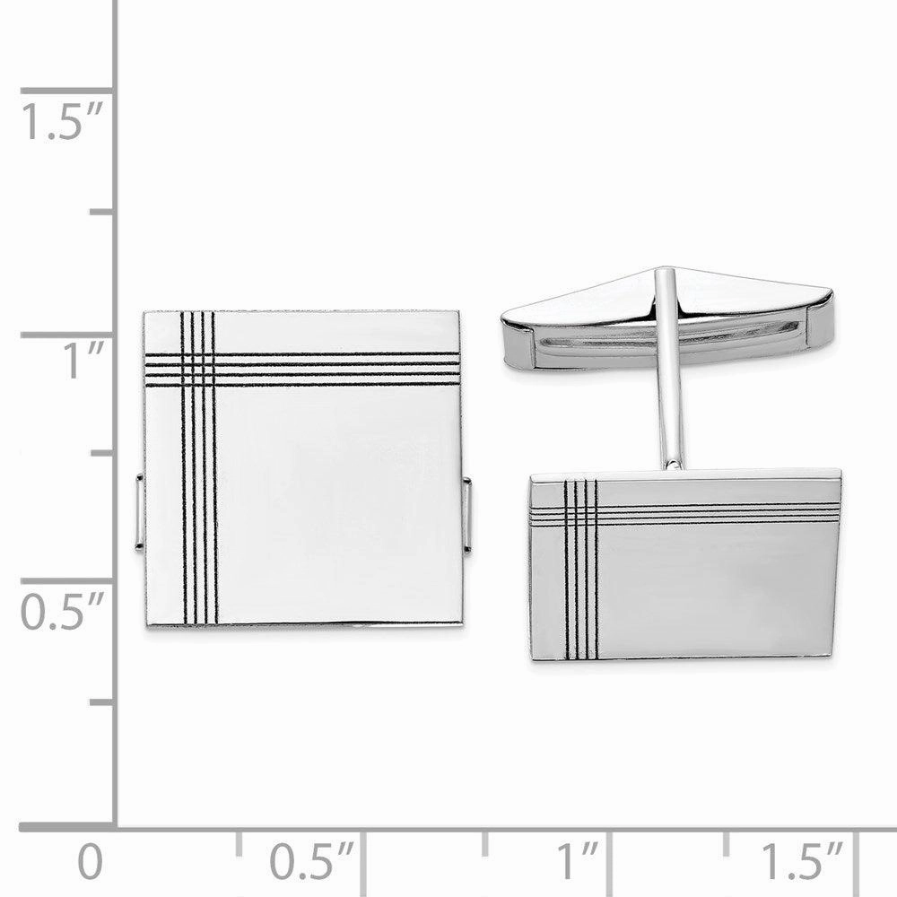 14K WG Square w/Line Design Cuff Links