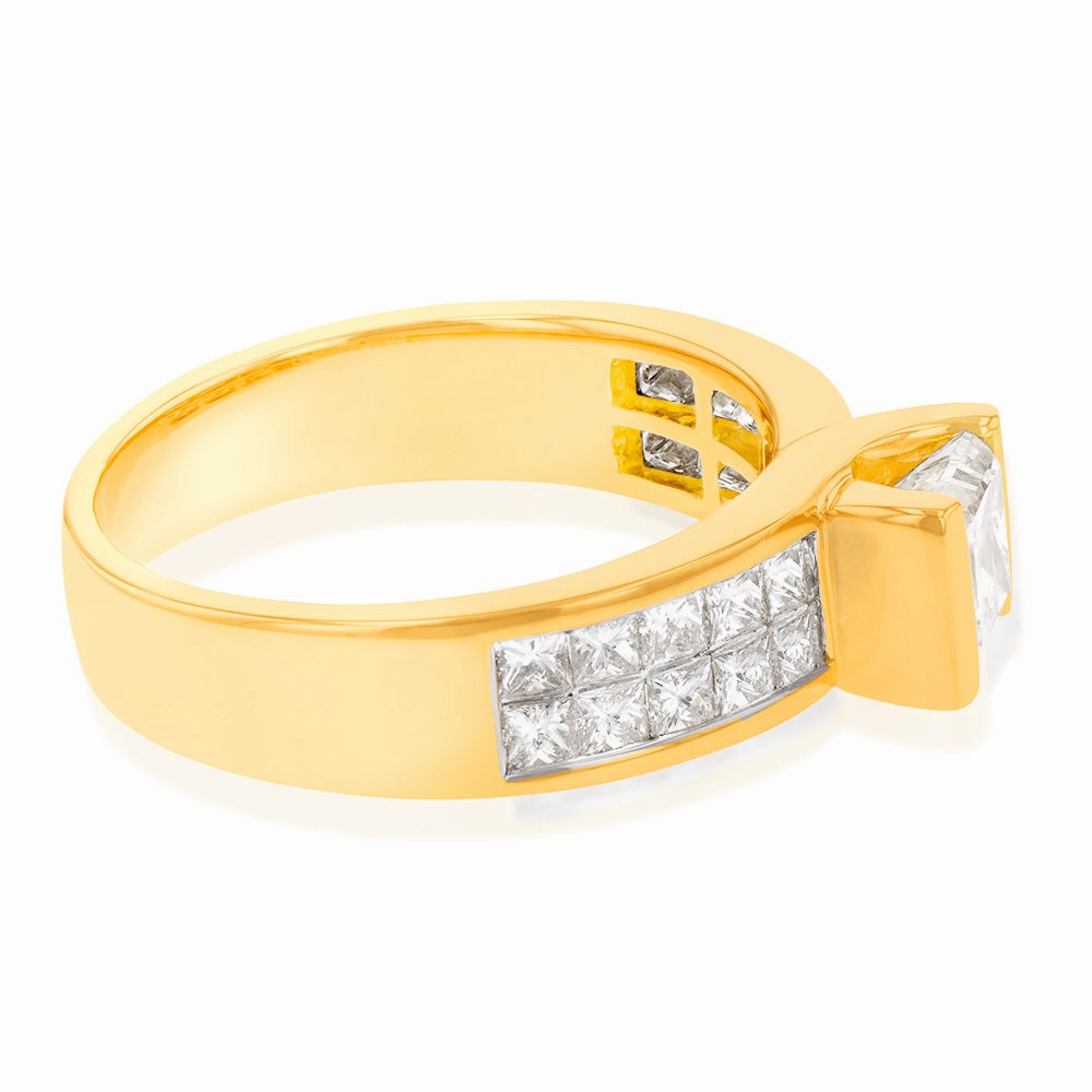 18ct Yellow Gold 'Princess Celia' Ring With 2 Carats Of Diamonds