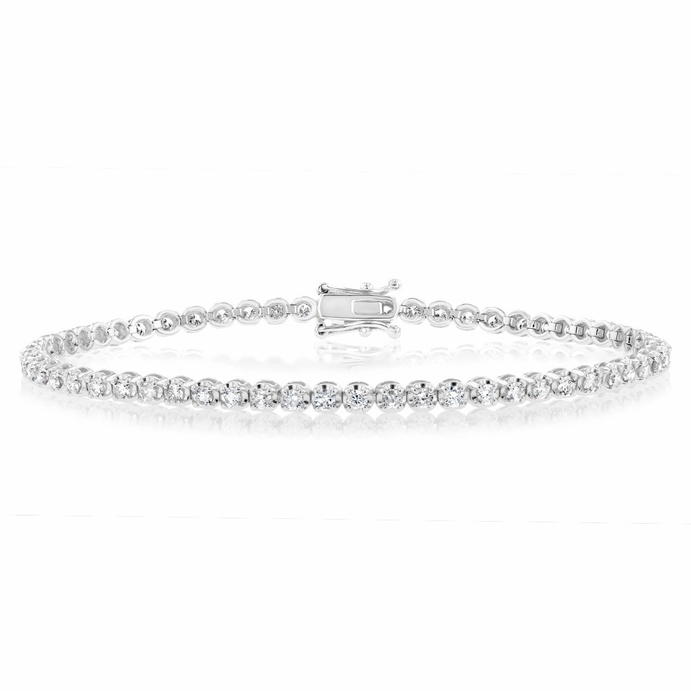 2 Carat Diamond Tennis Bracelet with 59 Brilliant Diamonds in 9ct White Gold