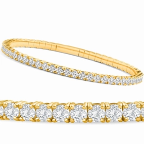3Ct Flexible Round Cut Diamond Bangle Tennis Bracelet Lab Grown 14k Yellow Gold