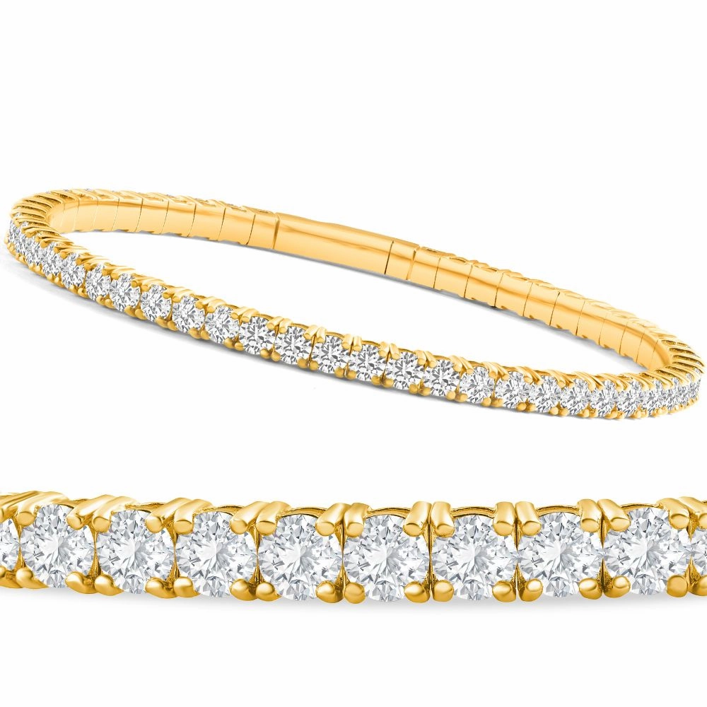 3Ct Flexible Round Cut Diamond Bangle Tennis Bracelet Lab Grown 14k Yellow Gold