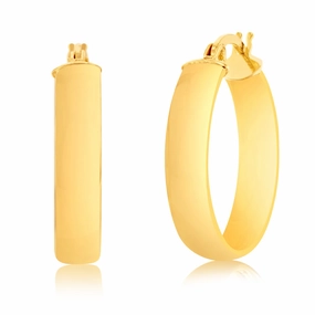 9ct Yellow Gold 15mm Plain Hoop Earrings