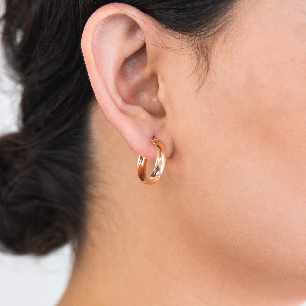 9ct Yellow Gold 15mm Plain Hoop Earrings
