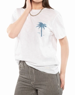 "la Vie Est Belle" Graphic Short Sleeve Knit Tee In Chalk