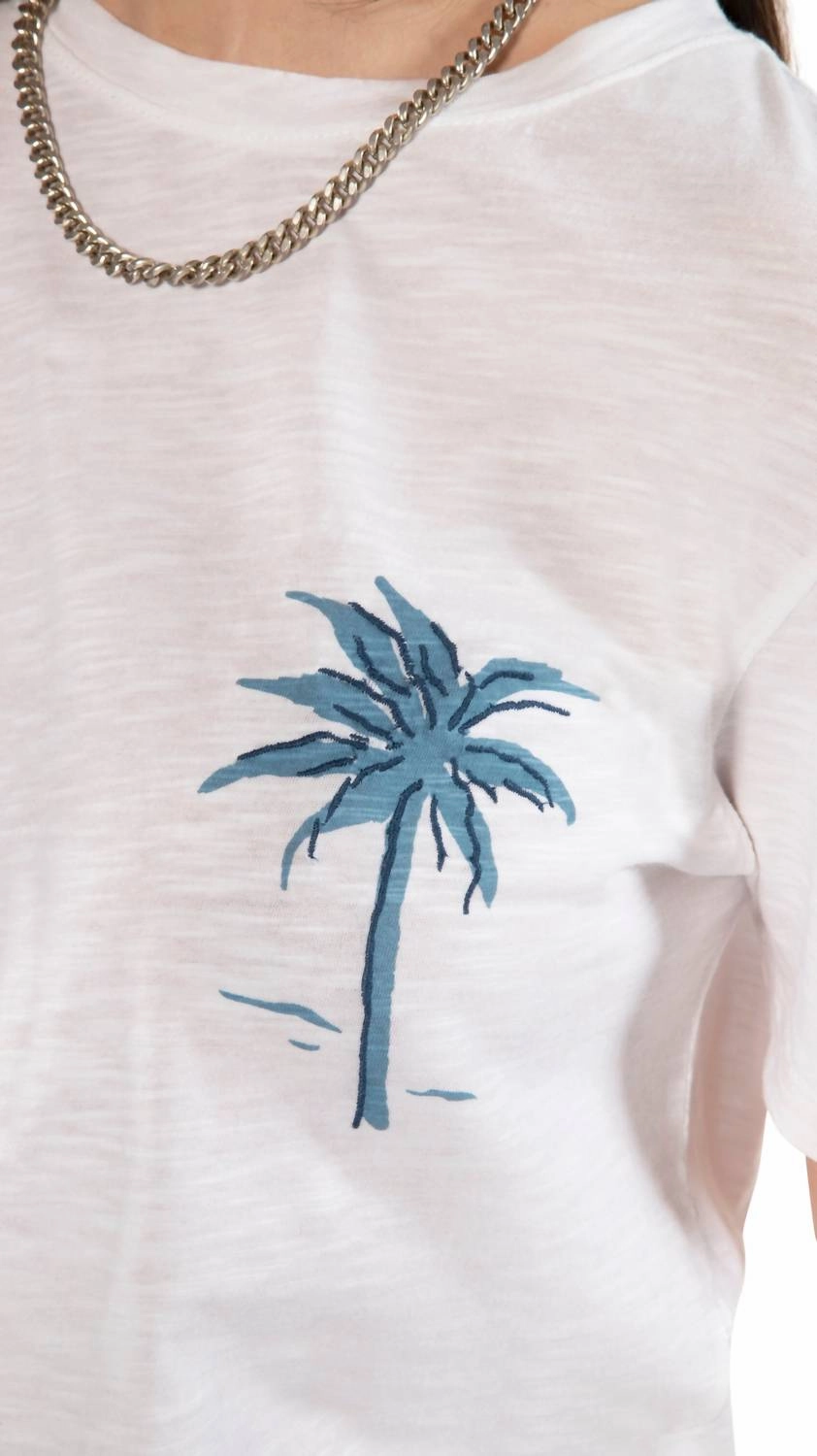 "la Vie Est Belle" Graphic Short Sleeve Knit Tee In Chalk