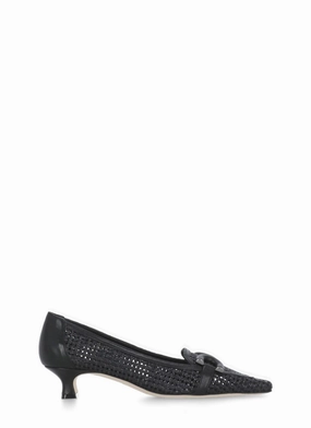 Black Leather Heeled Shoe