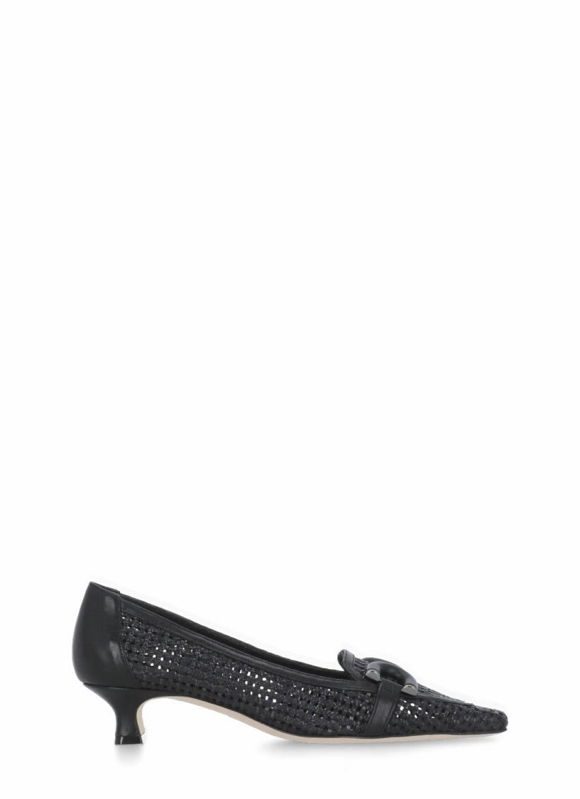 Black Leather Heeled Shoe