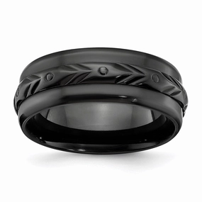 Black Zirconium Polished 8mm Band | ZCR103