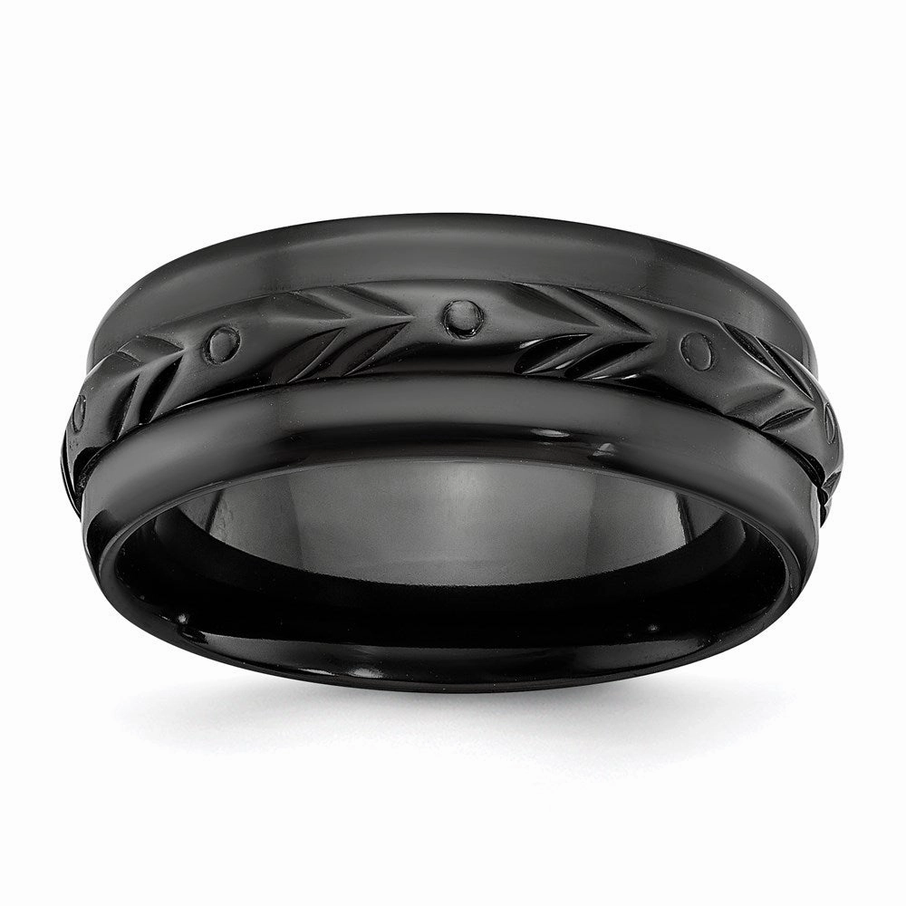 Black Zirconium Polished 8mm Band | ZCR103