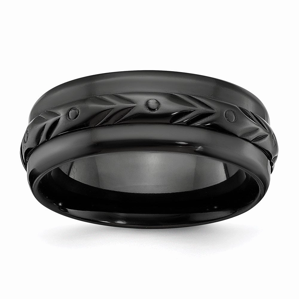Black Zirconium Polished 8mm Band | ZCR103