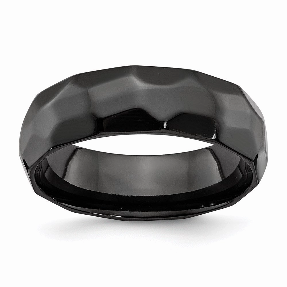 Black Zirconium Polished and Hammered 7mm Band | ZCR106