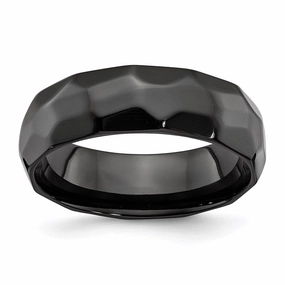 Black Zirconium Polished and Hammered 7mm Band | ZCR106