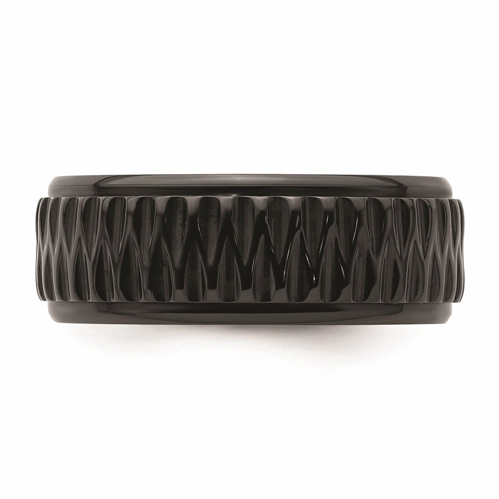 Black Zirconium Polished Grooved 8mm Band | ZCR102
