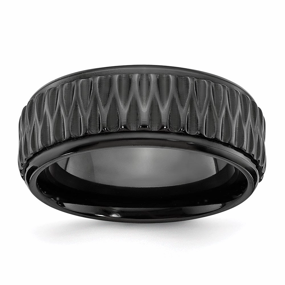 Black Zirconium Polished Grooved 8mm Band | ZCR102