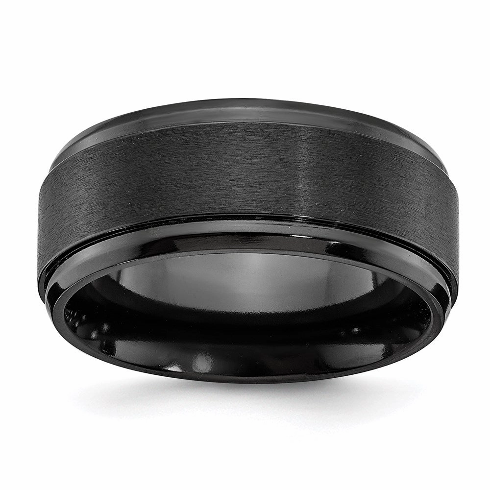 Black Zirconium Polished with Brushed Center Beveled Edge 9mm Band | ZCR107