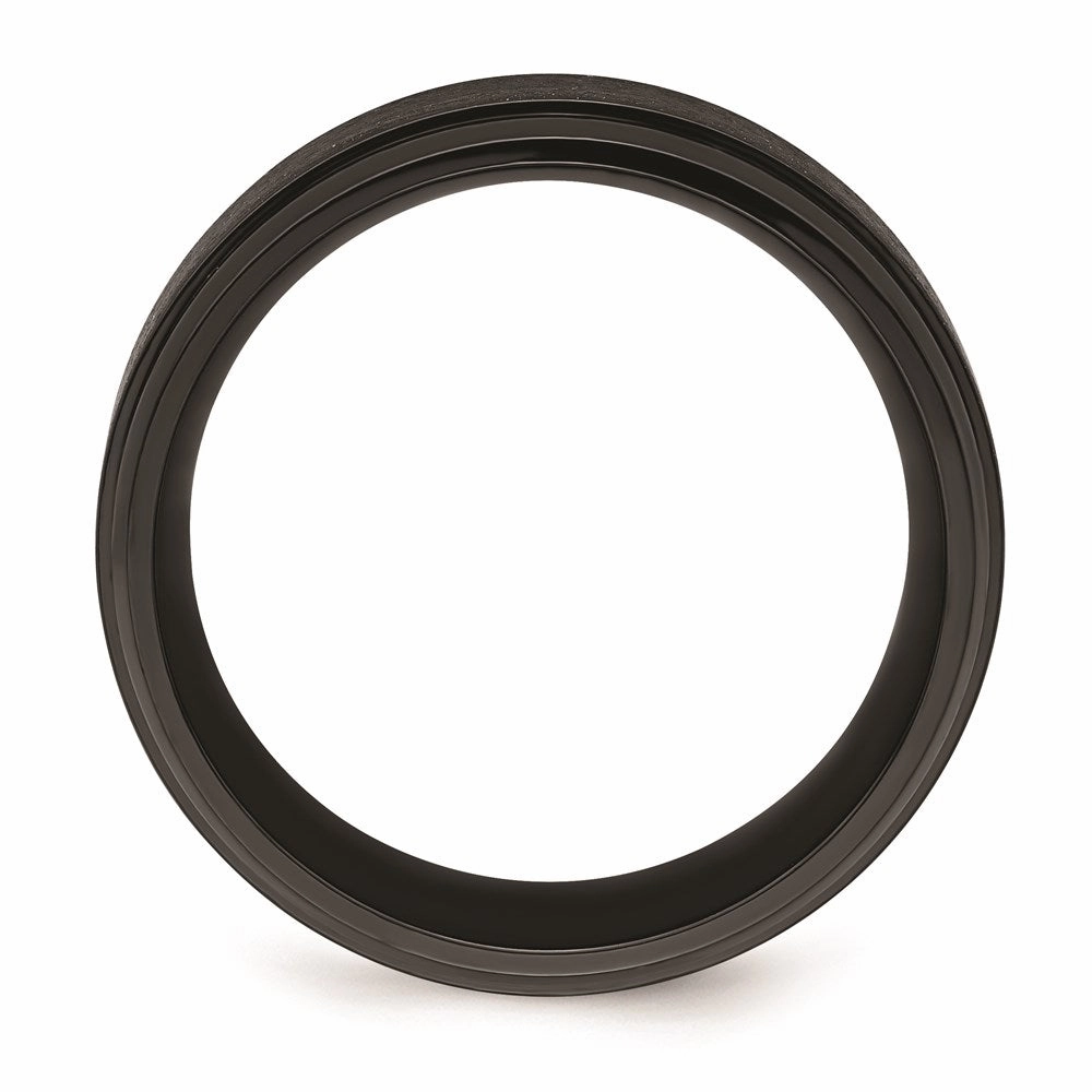 Black Zirconium Polished with Brushed Center Beveled Edge 9mm Band | ZCR107