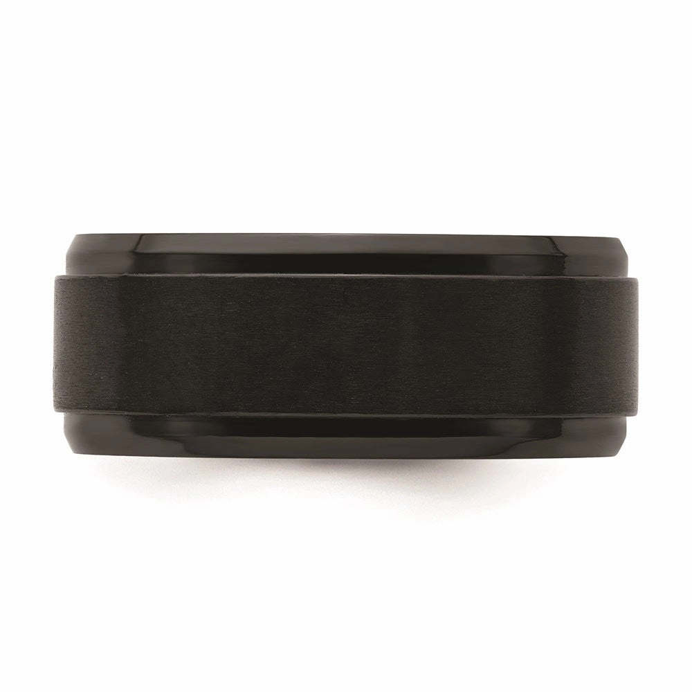 Black Zirconium Polished with Brushed Center Beveled Edge 9mm Band | ZCR107