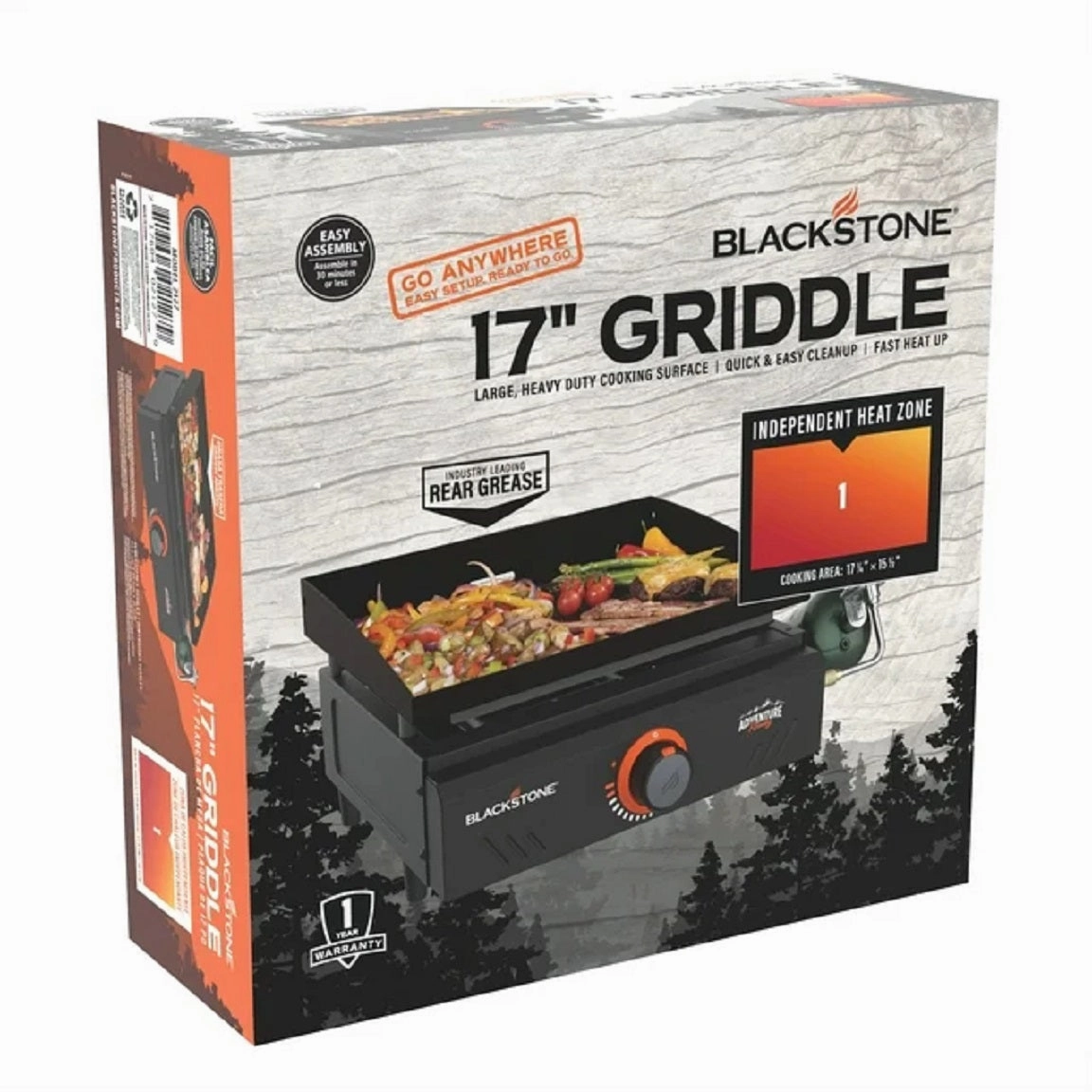 Blackstone 2127 Adventure Ready Single Burner 17" Tabletop Griddle With Non-Slip Feet