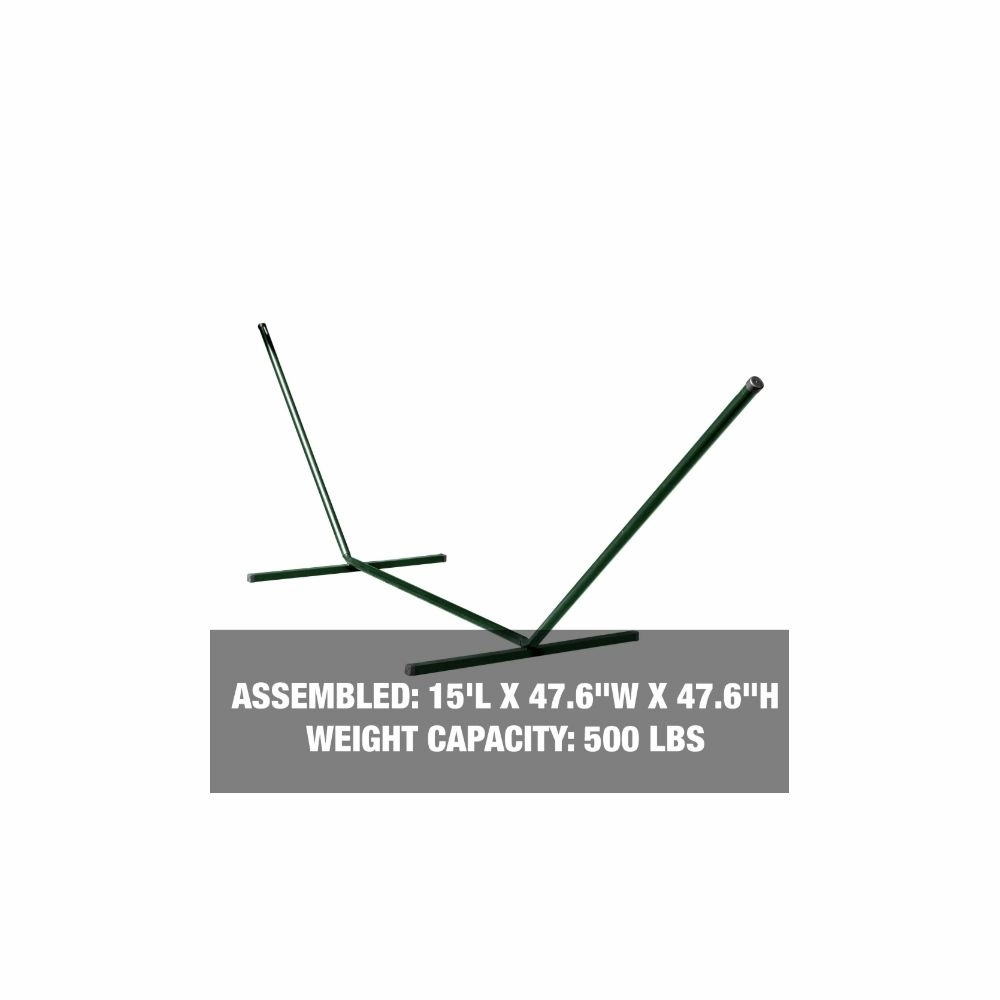 Bliss Hammocks BHS-417GR Hammock Stand w/ Hanging Hooks 15-Foot 500 Lb. Capacity (Green)