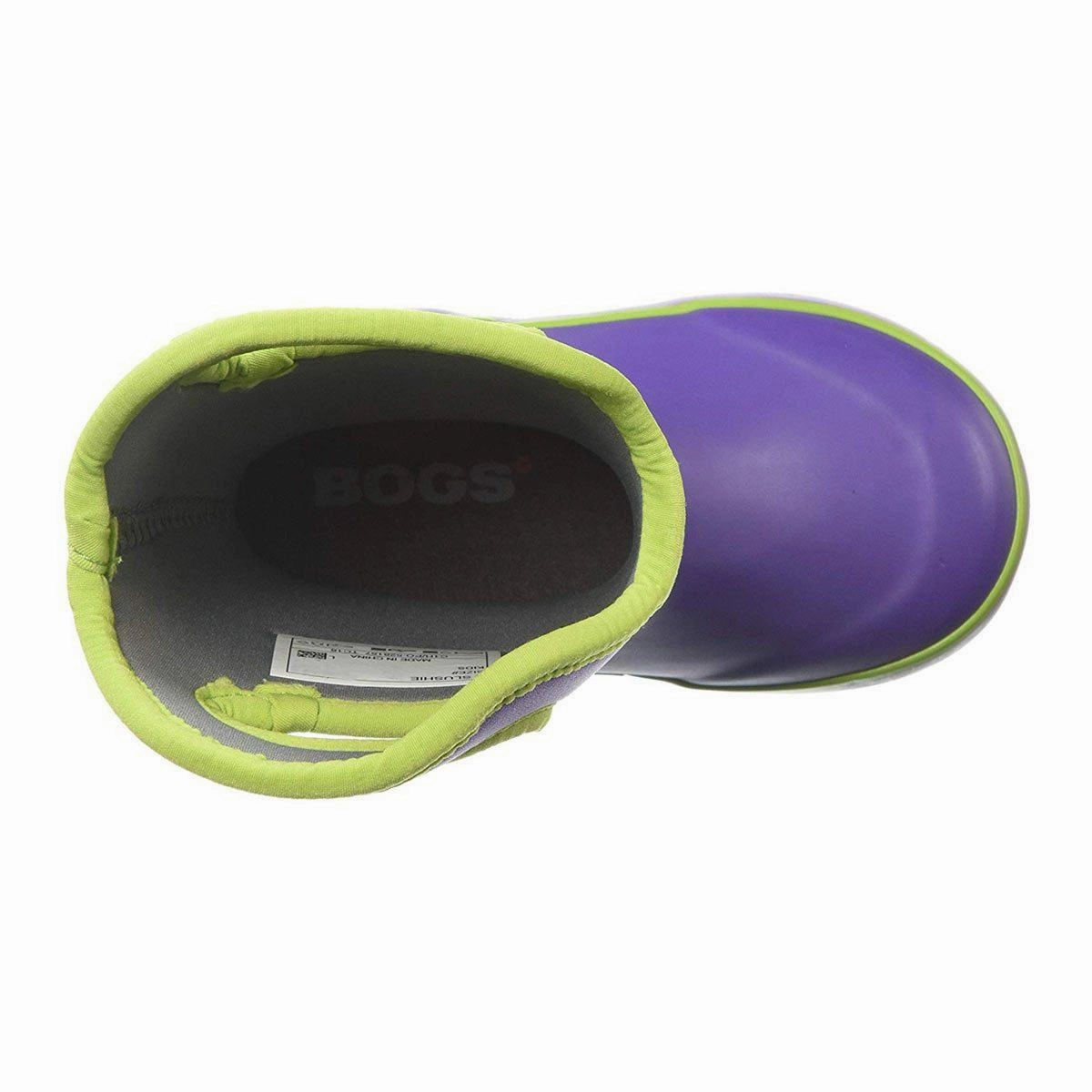 Bogs 72292 Kid's Slushie Solid Insulated Rain Boots, Purple Multi