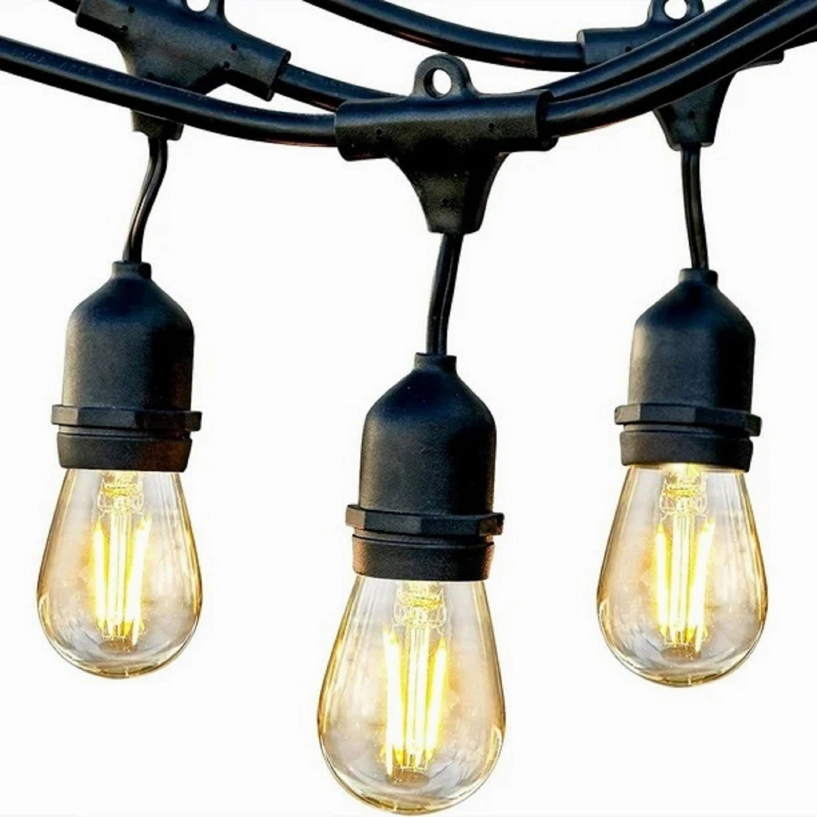 Brightech Ambience Pro Edison Black LED Waterproof Outdoor String Lights, 48 Ft.