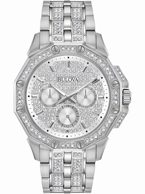 Bulova Men's Watch - Octava Quartz Silver Tone Dial Stainless Steel Bracelet | 96C134