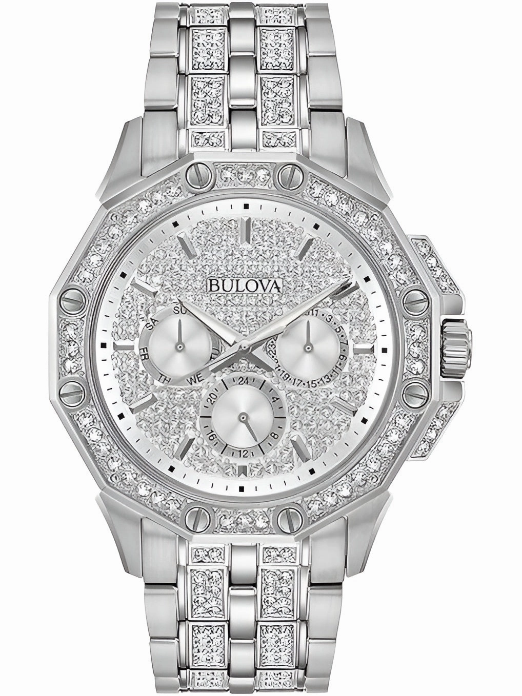 Bulova Men's Watch - Octava Quartz Silver Tone Dial Stainless Steel Bracelet | 96C134