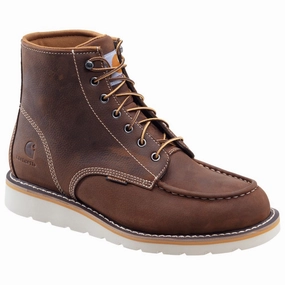 Carhartt CMW6095 Waterproof Wedge Work Boots for Men - Brown Leather - 11M