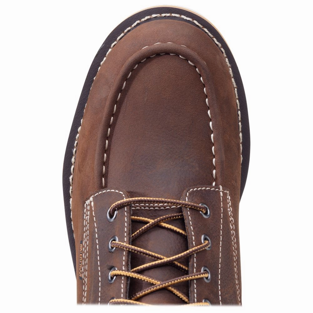 Carhartt CMW6095 Waterproof Wedge Work Boots for Men - Brown Leather - 11M