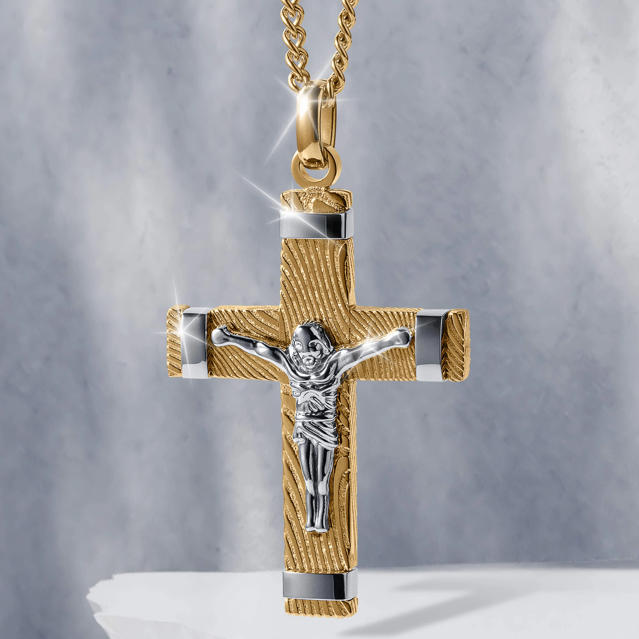 Damascus Crucifix Pendant