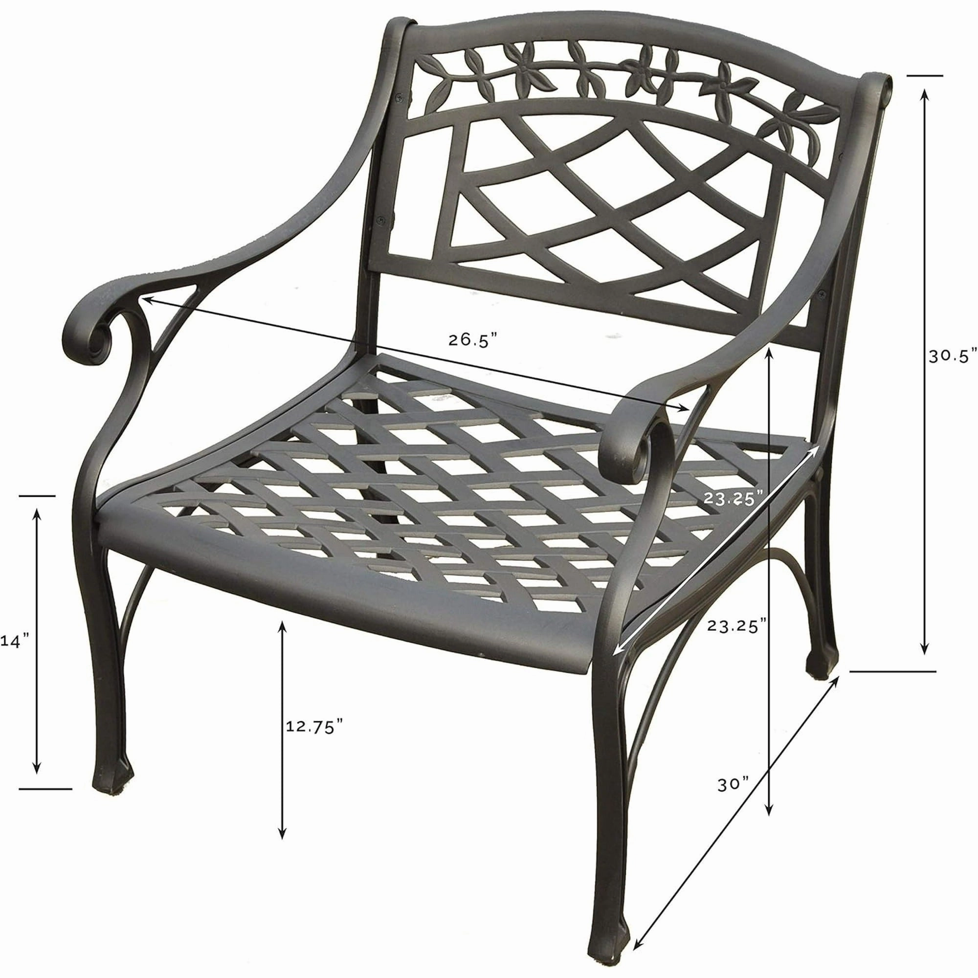 Ergode CO6103-BK-VV Furniture Heavy-Duty Cast Aluminum Outdoor Chair, Black