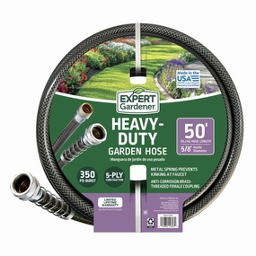 Expert Gardener HD5850EG 5/8" x 50 ft Heavy Duty Black PVC Water Hose with Comfort Grip Connector