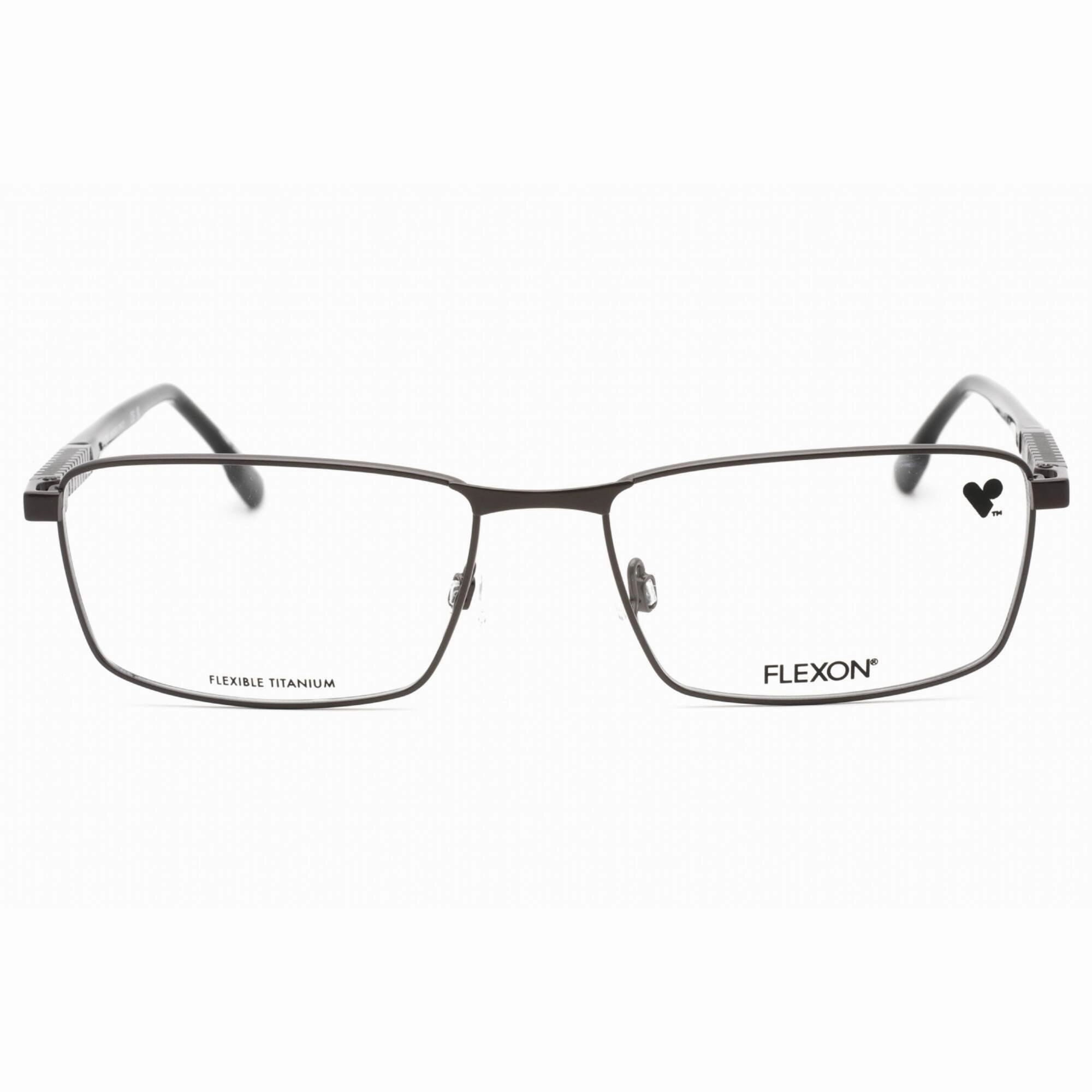 Flexon Men's Eyeglasses - Gunmetal Metal Full Rim Rectangular Frame | FLEXON E1015 033