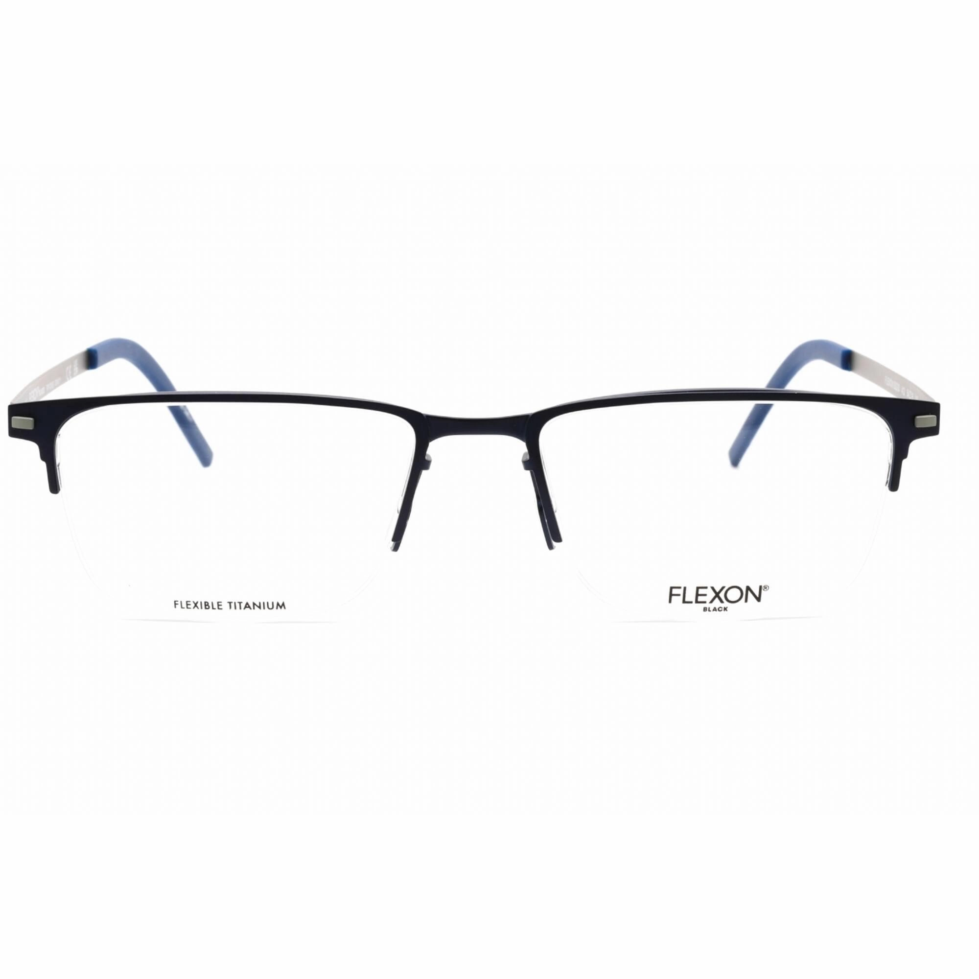 Flexon Men's Eyeglasses - Navy Metal Half Rim Rectangular Frame | FLEXON B2030 412