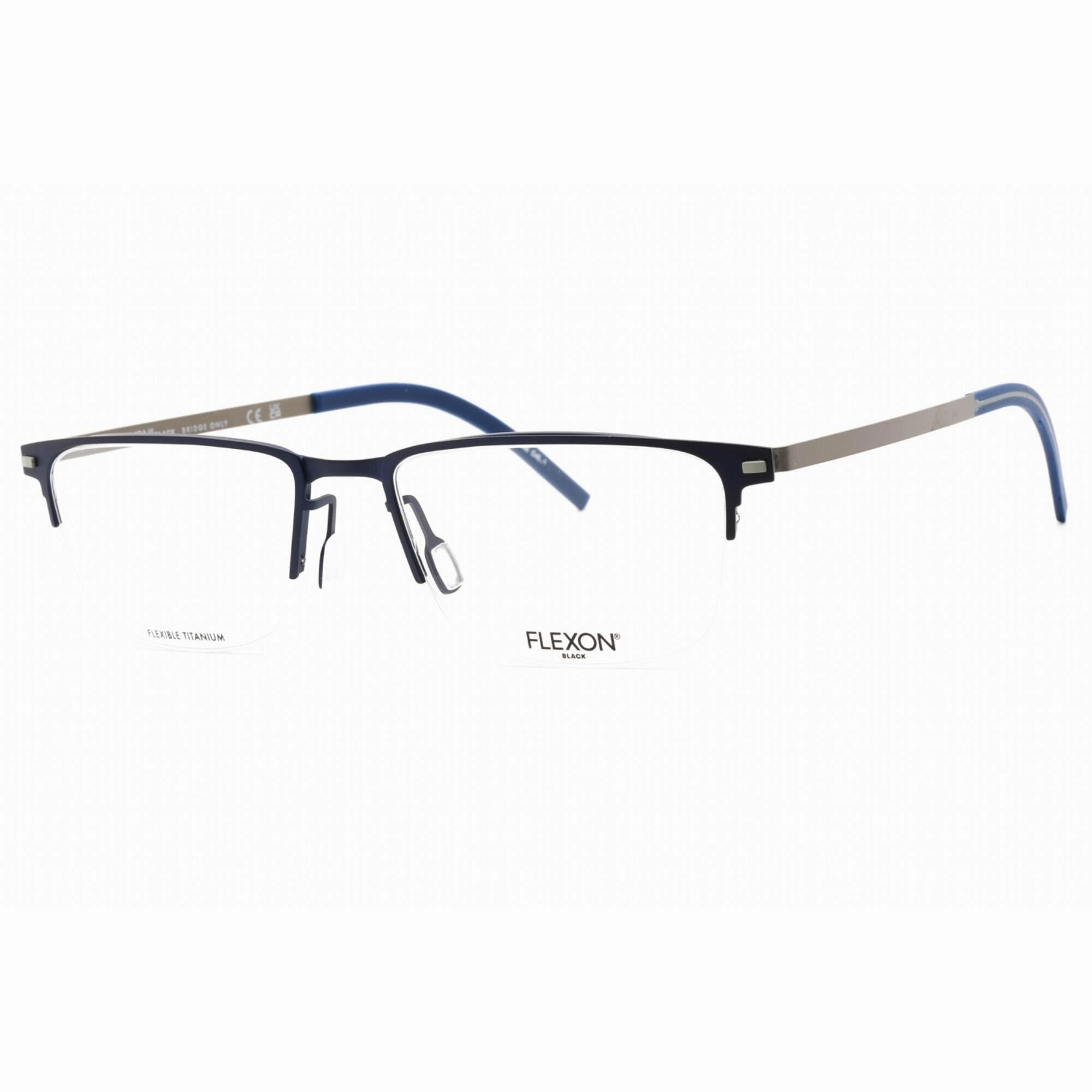 Flexon Men's Eyeglasses - Navy Metal Half Rim Rectangular Frame | FLEXON B2030 412