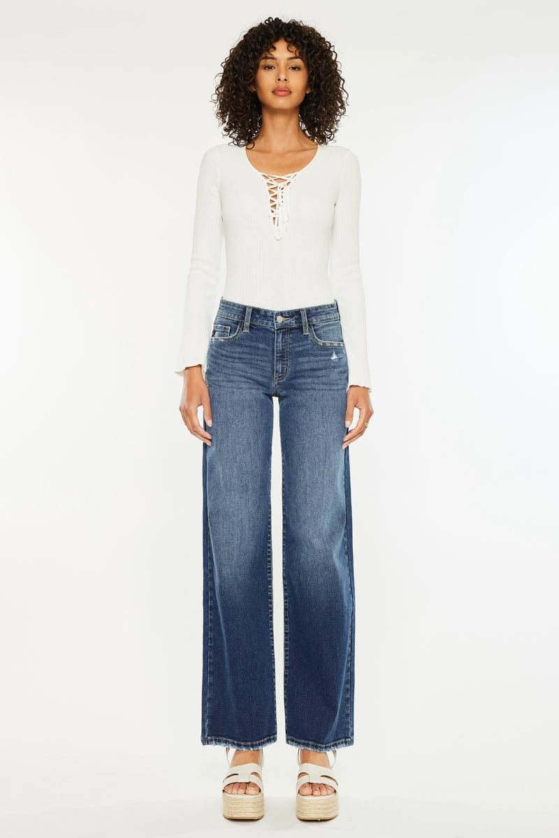 Gemma Essentials Mid Rise Wide Jeans