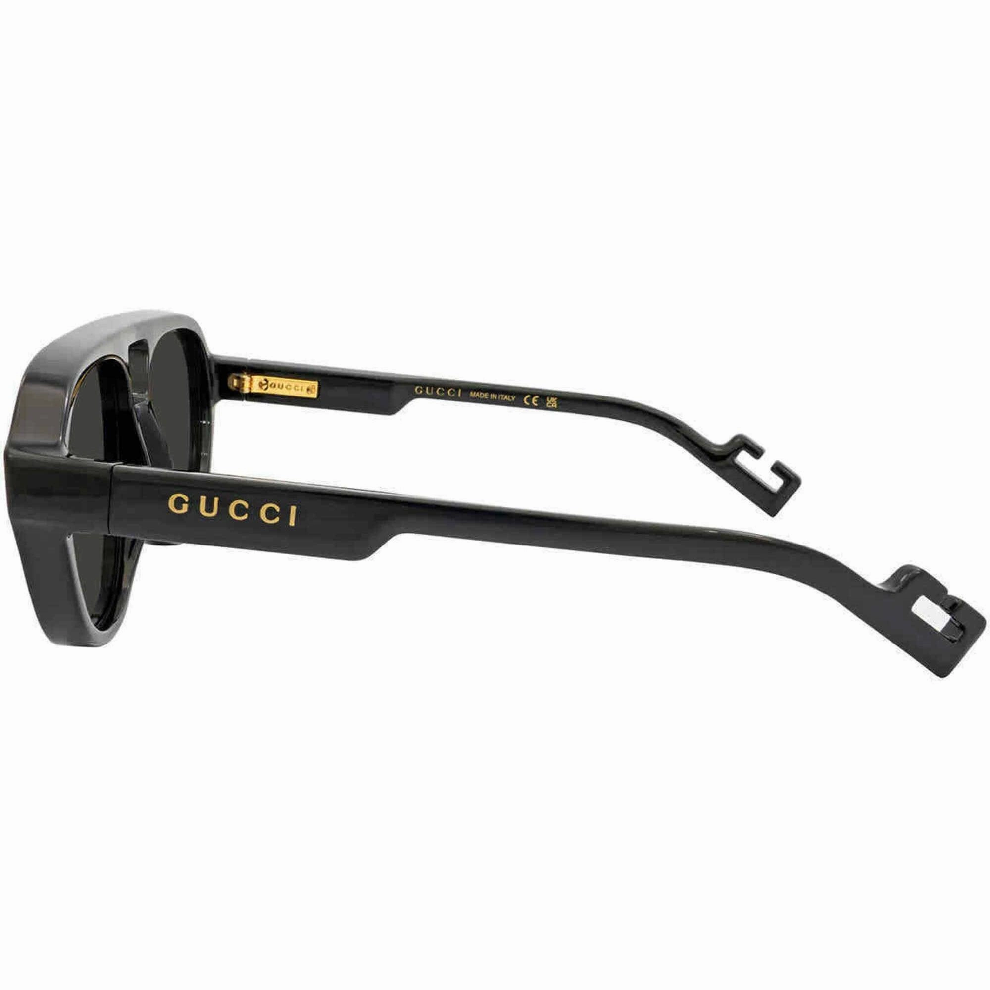 Gucci Men's Sunglasses - Black Injection Full Rim Pilot Frame Grey Lens | GG1239S 004