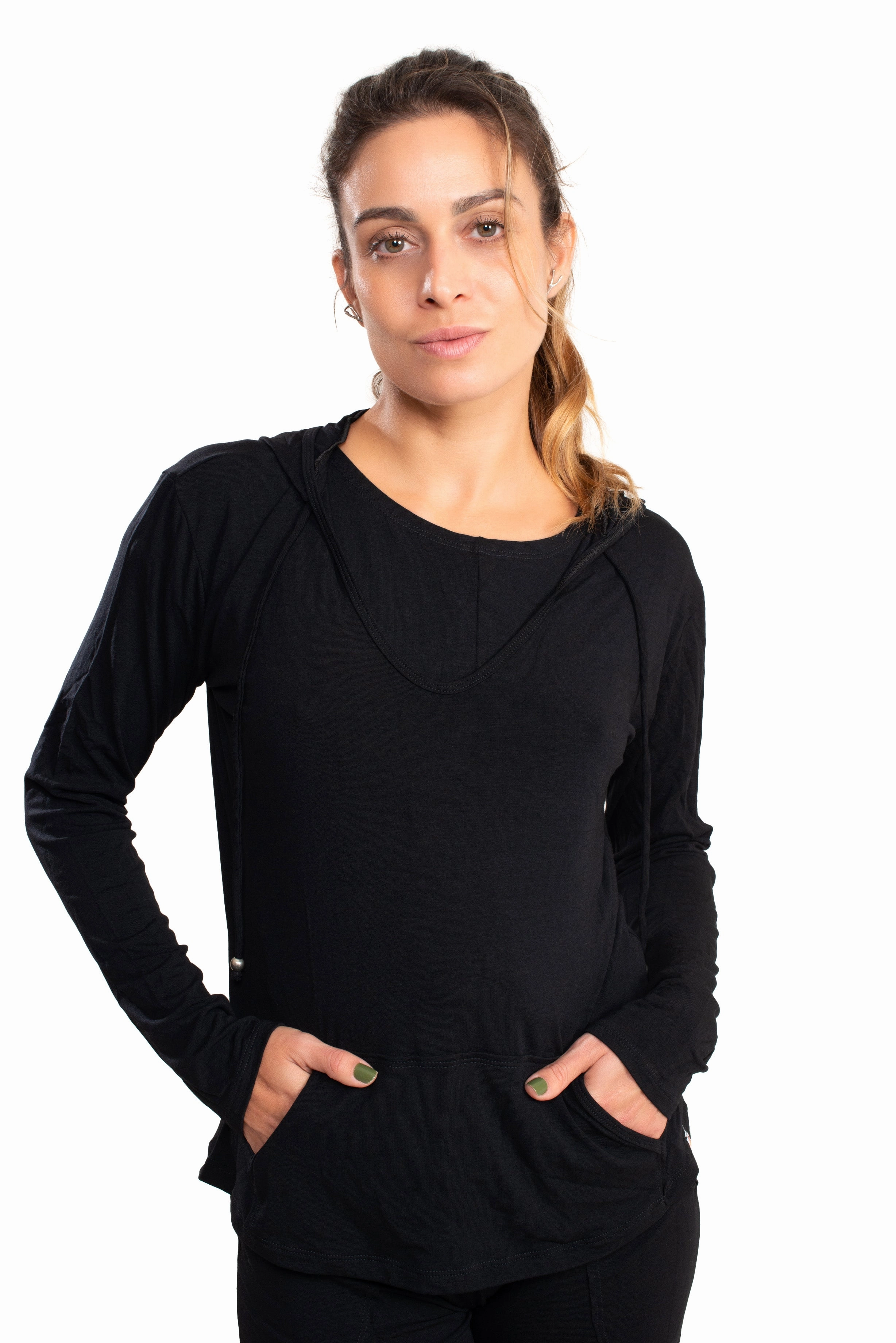 Hoodie, Black, Fleece Viscose