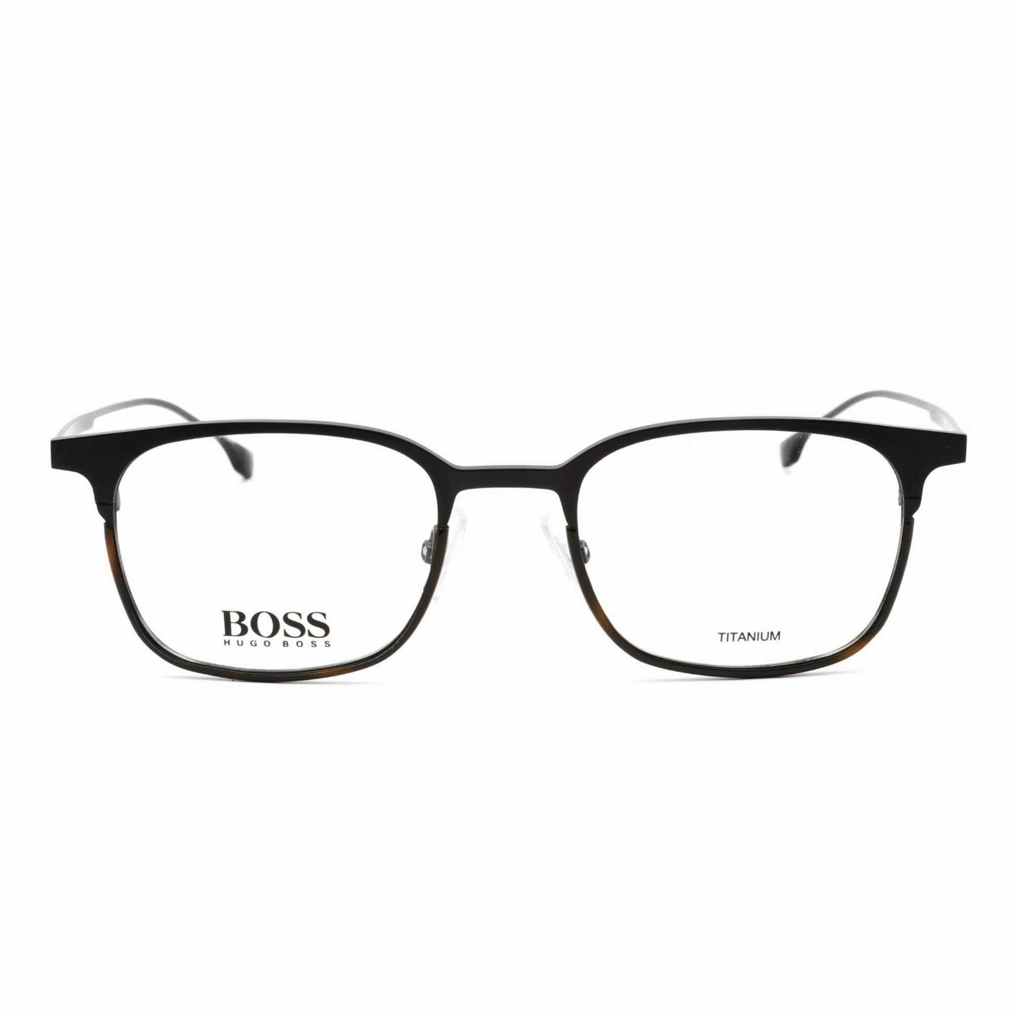 Hugo Boss Men's Eyeglasses - Matte Black Havana Rectangular Metal Frame | 1014 00AM 00