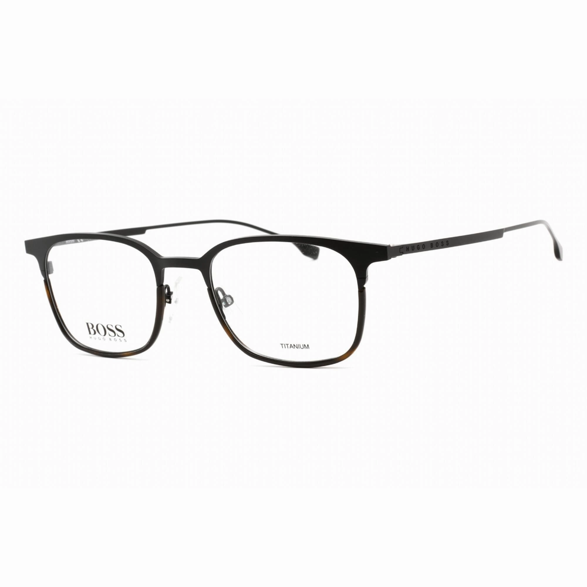Hugo Boss Men's Eyeglasses - Matte Black Havana Rectangular Metal Frame | 1014 00AM 00