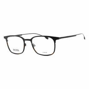 Hugo Boss Men's Eyeglasses - Matte Black Havana Rectangular Metal Frame | 1014 00AM 00