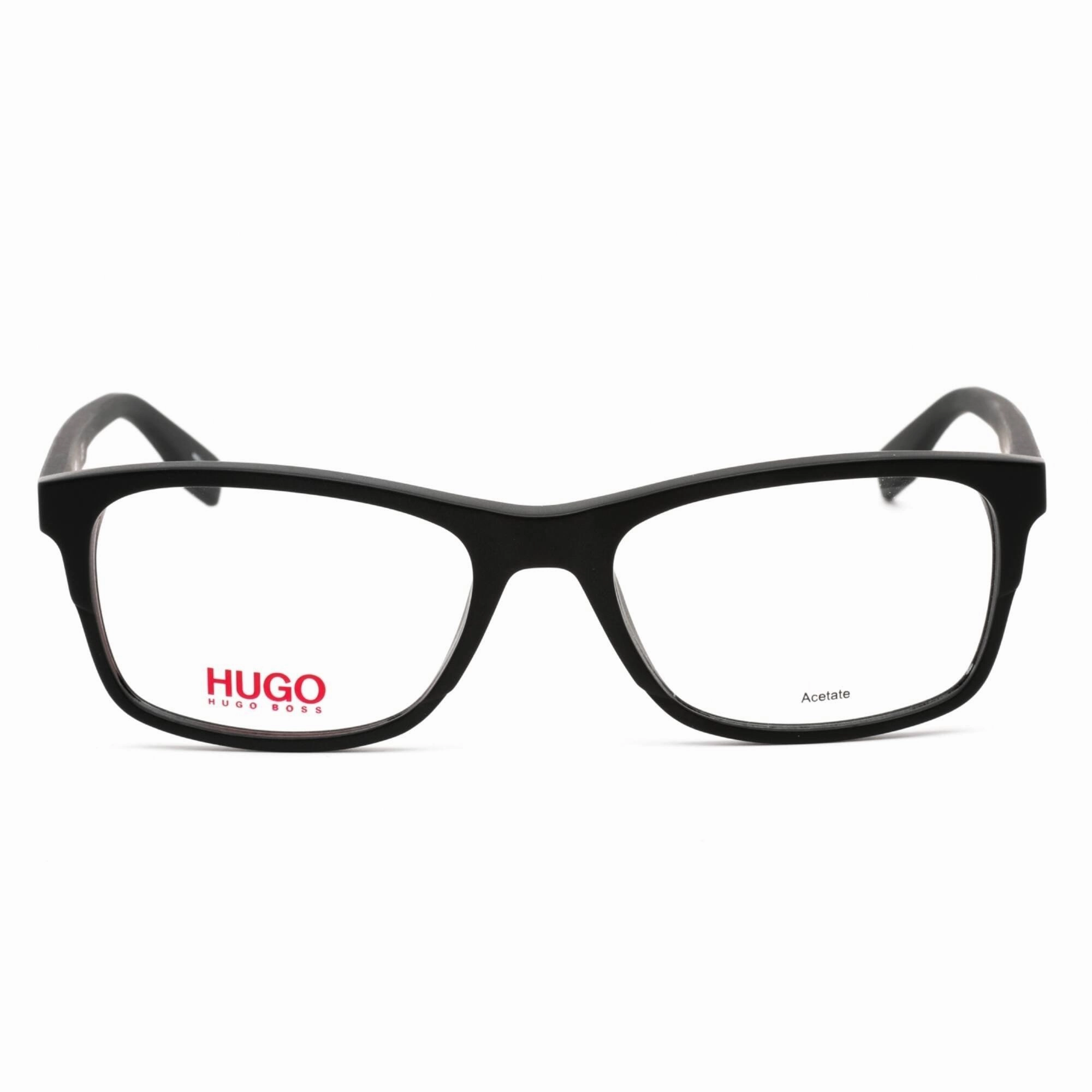 Hugo Men's Eyeglasses - Full Rim Rectangular Matte Black Plastic Frame | HG 0292 0003