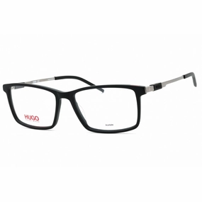 Hugo Men's Eyeglasses - Matte Black Plastic Rectangular Full Rim | HG 1102 0003 00