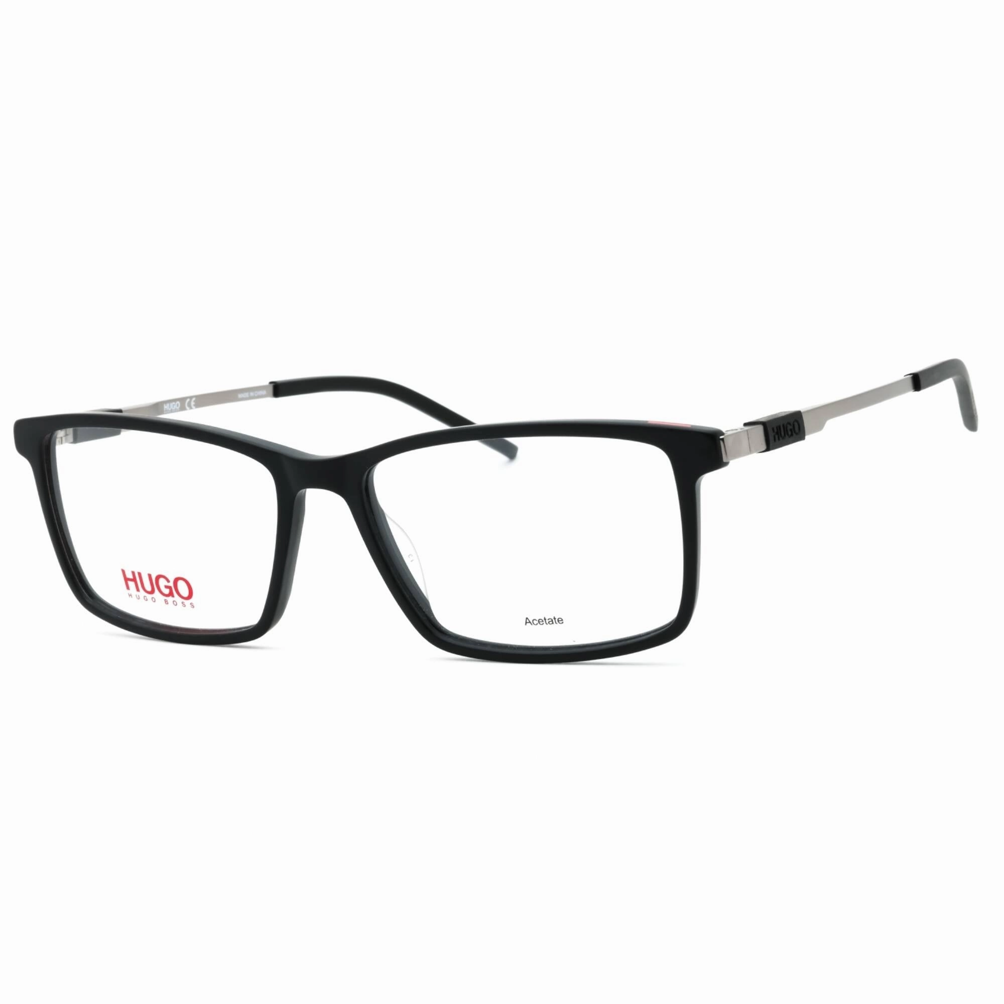 Hugo Men's Eyeglasses - Matte Black Plastic Rectangular Full Rim | HG 1102 0003 00