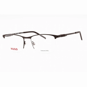Hugo Men's Eyeglasses - Matte Brown Metal Rectangular Half Rim Frame | HG 1103 0YZ4 00