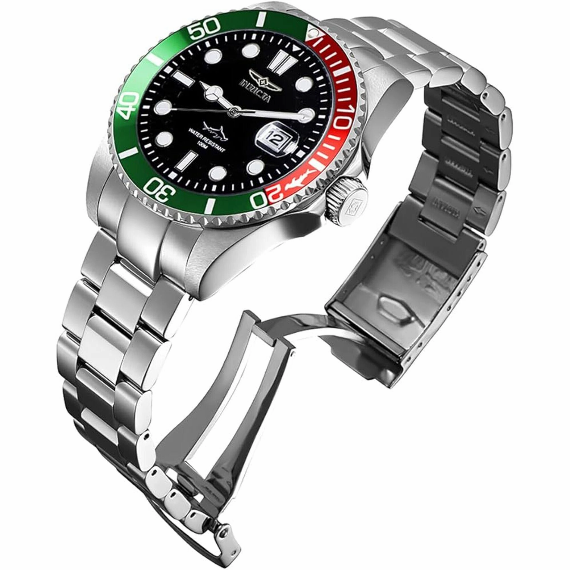 Invicta Men's Quartz Watch - Pro Diver Red and Green Rotating Bezel Black Dial | 44706