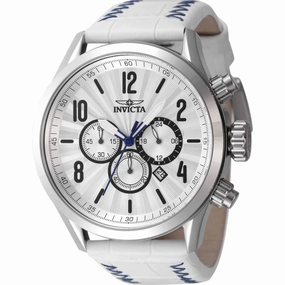 Invicta Men's Watch - Bolt Quartz Chronograph Silver Dial White Leather Strap | 46558
