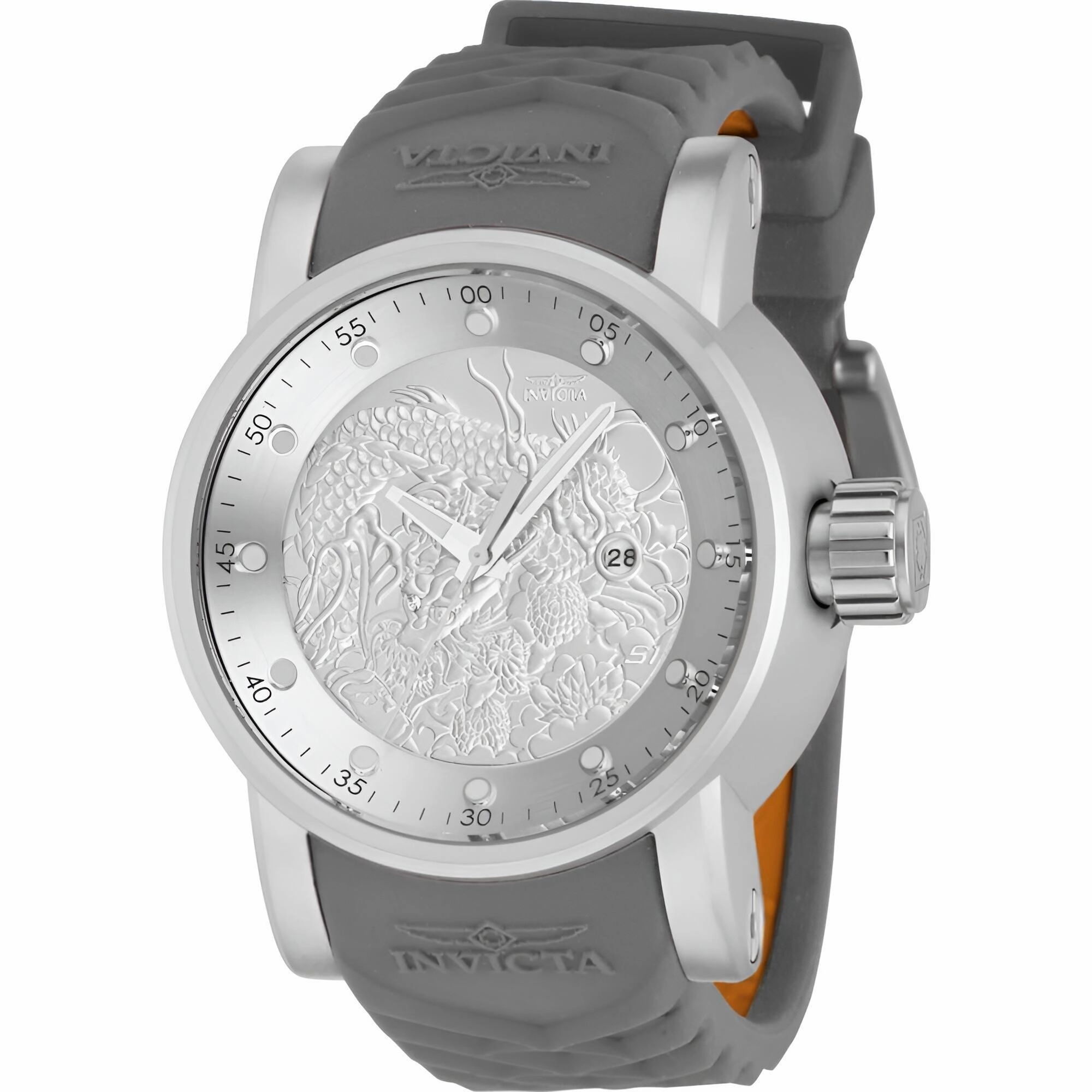 Invicta Men's Watch - S1 Rally Silver Dial Orange and Grey Silicone Strap | 41409
