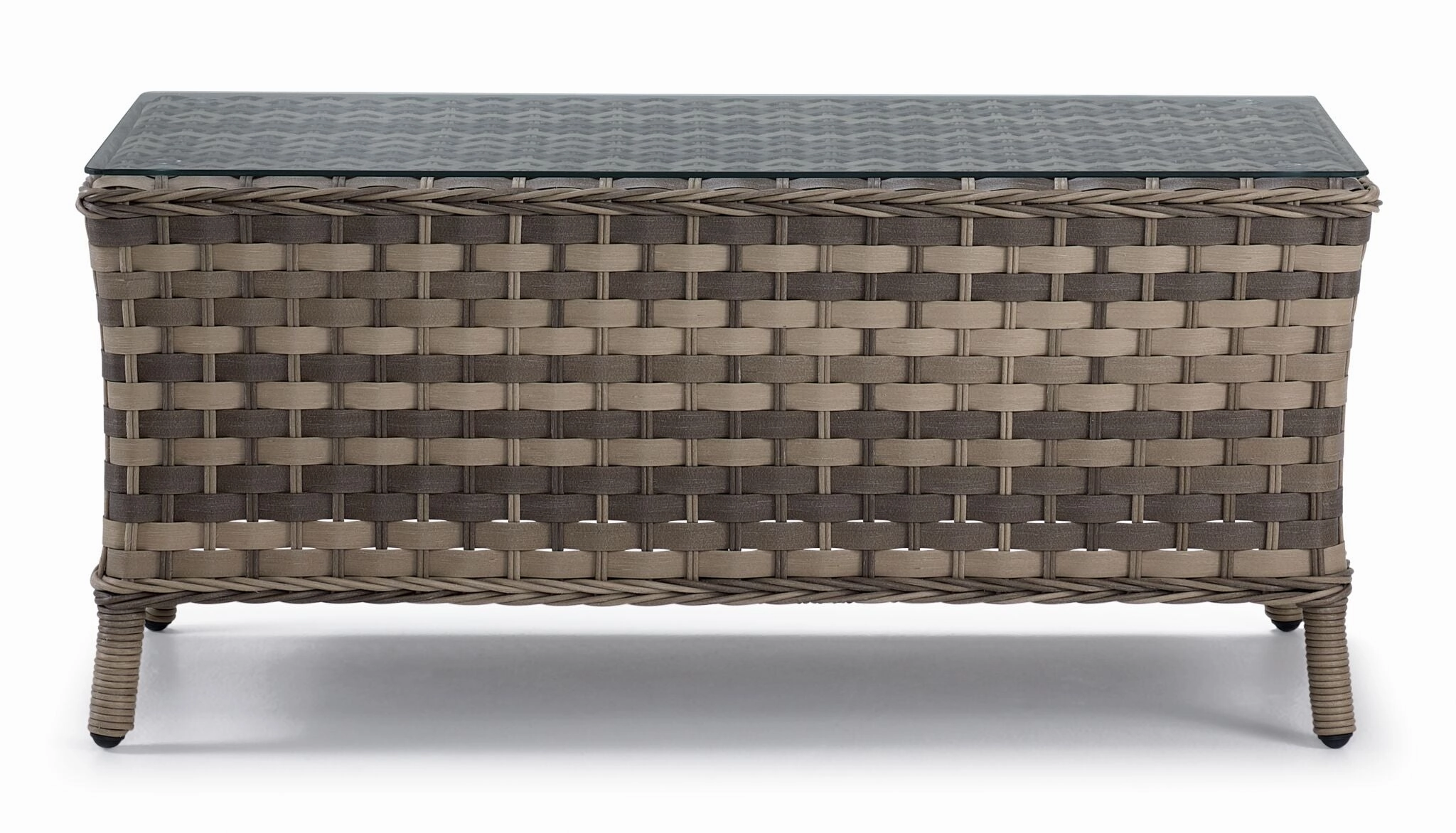Isla Outdoor Loveseat with Cocktail Table - Grey, Beige