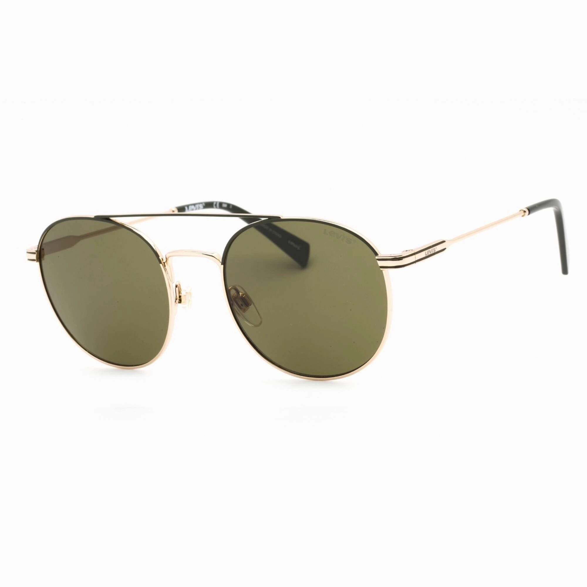 Levi's Men's Sunglasses - Gold Metal Round Shape Frame Green Lens | LV 1013/S 0J5G QT